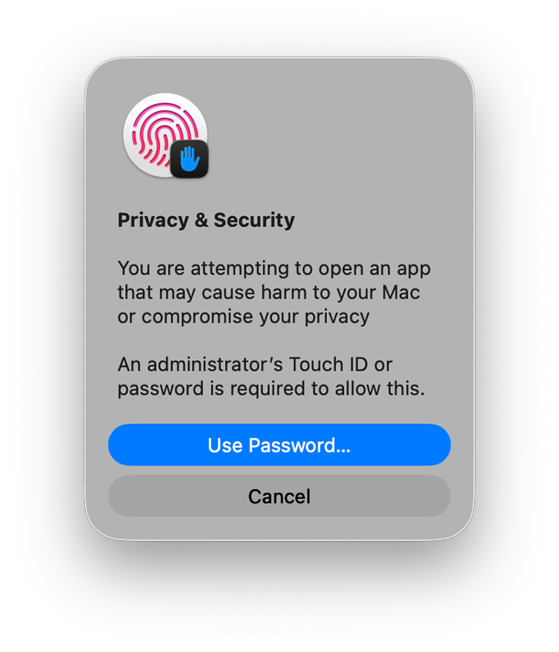 Шаг 6: подтверждение действия в macOS